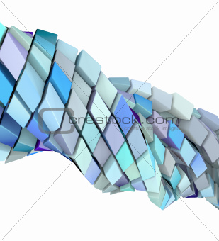 abstract wave swirl 3d shape in blue purple on white
