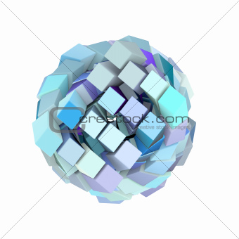 3d abstract cube ball shape in blue purple
