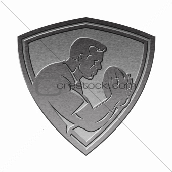 rugby player shield metallic silver
