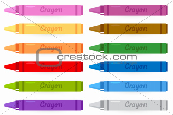 Colorful crayons set isolated on white