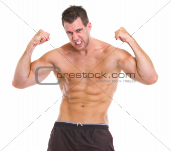 Portrait of angry muscular sports man