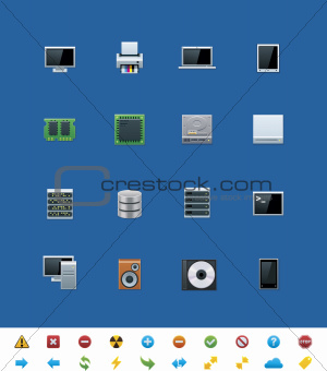 Vector common website icons. Hardware
