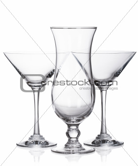 Hurricane and martini glasses isolated on white background