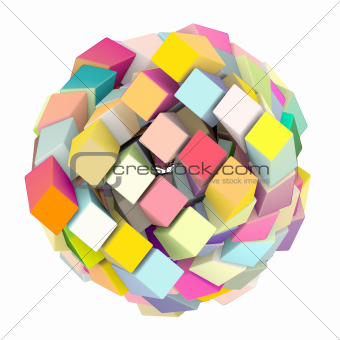 3d abstract cube ball shape in multi rainbow color 