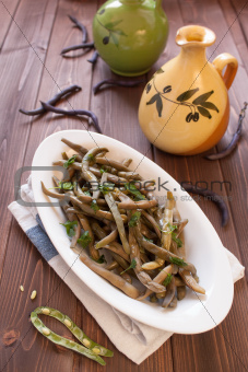 Bean pods with parsley
