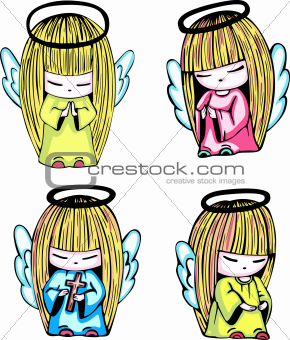 Little angel girls praying