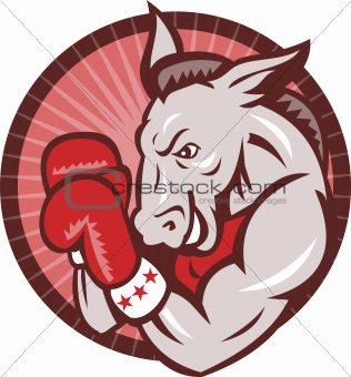 Democrat Donkey Mascot Boxer Boxing Retro