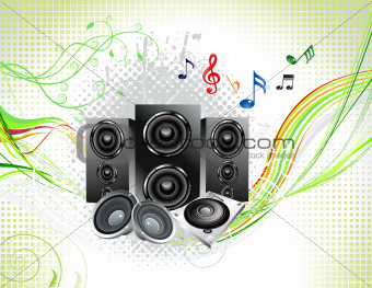 abstract multiple music instruments background