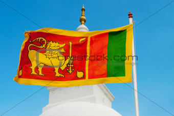 Sri Lanka flag on flagstaff.