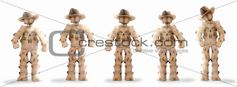 Cowboy boxmen characters on white