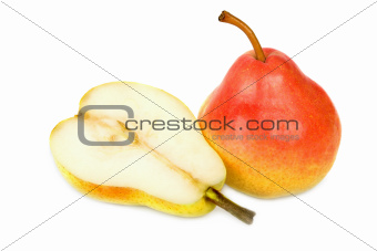 Rich pear and a half isolated on white background