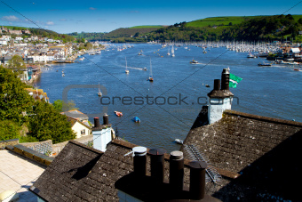 The historic town of Dartmouth in Devon and the River Dart