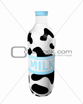 Milk bottle with black spots