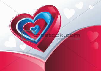 Red and blue hearts