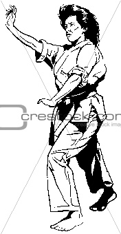Woman Karate Front Stance Defense