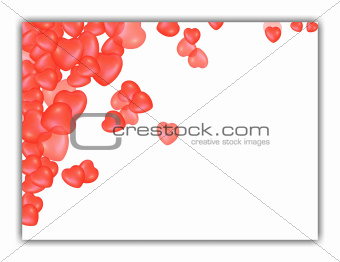 Red valentine hearts isolated over white background