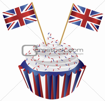 United Kingdom England Cupcake with Flag Illustration