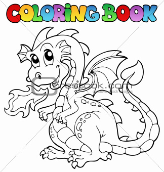 Coloring book dragon theme image 2