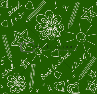 Back to school chalk-drawn seamless pattern