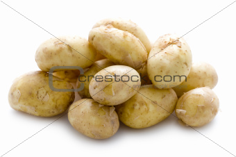 new potatoes on white background