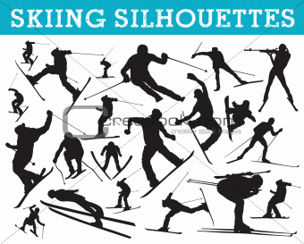 Skiing silhouettes