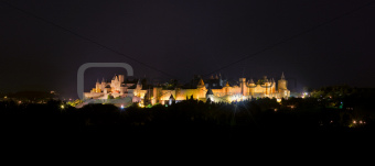Carcassonne castle at night