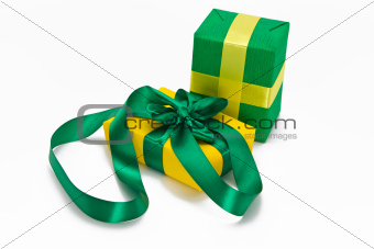 Gift boxes with ribbons