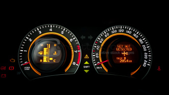 Car speed meter closeup