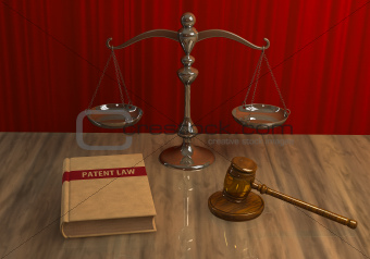 Legal attributes: gavel, scale and law book