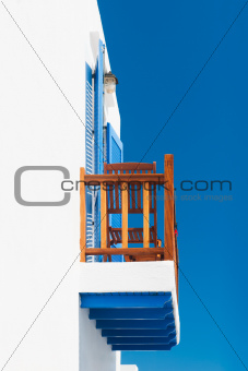 Balcony in Greek cycladic house