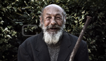 happy old homeless