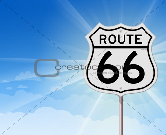 Route 66 Roadsign on Blue Sky