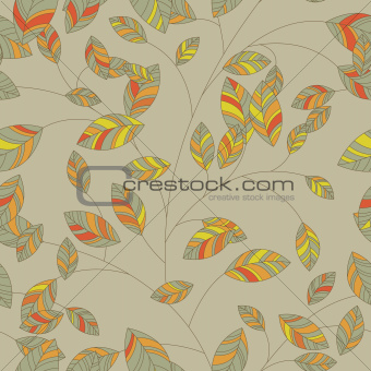 Seamless background leaf for retro design