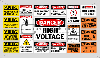 Danger High Voltage signs