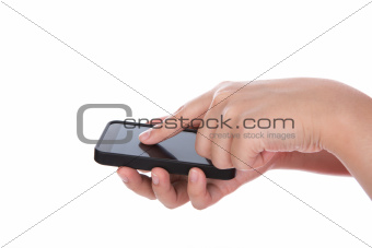 Business hand with mobile phone