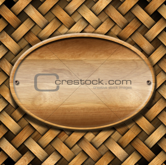 Oval Wood Board on Braided Wooden Background