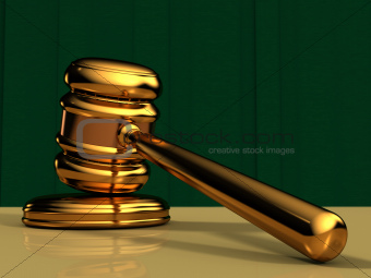 Golden Gavel with Green Background
