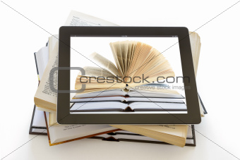 Open Books on tablet pc concept