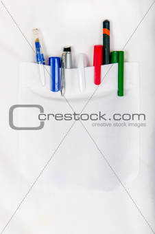 White Shirt With Pens In Pocket