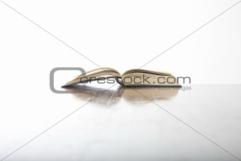 open book side on table 
