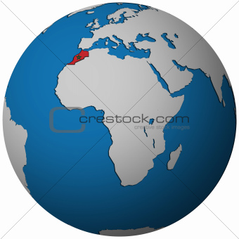 morocco flag on globe map