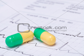 pills on ECG diagram