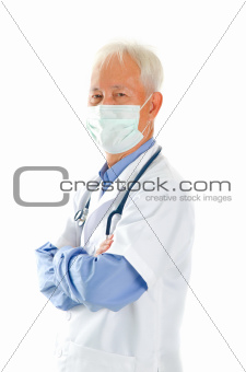 Stethoscope in a Asian maturemale doctor 