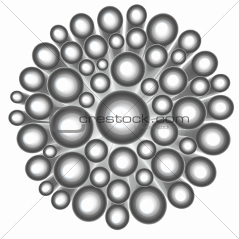 3d render abstract silver chrome flower shape