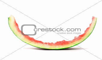 Eaten slice of watermelon
