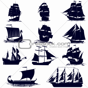 The contours of the sailing ships
