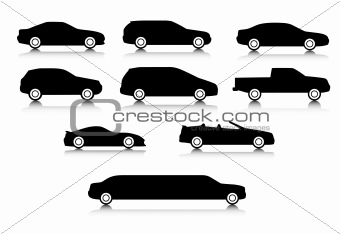 Silhouettes of different body types a cars