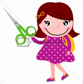 Creative girl with scissors isolated on white