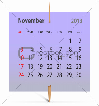 Calendar for November 2013