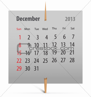 Calendar for December 2013